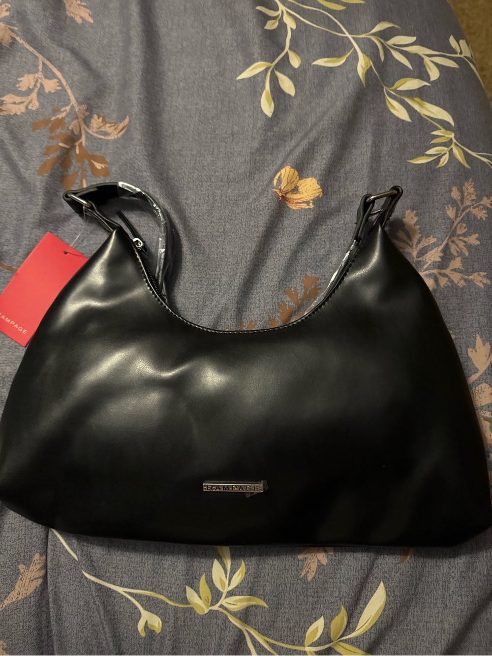 Rampage Black Shoulder Bag with Metal Logo Plaque